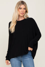 Black Knit Long Dolman Sleeve Top