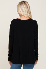 Black Knit Long Dolman Sleeve Top