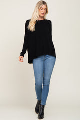 Black Knit Long Dolman Sleeve Top