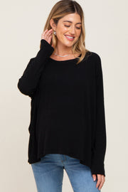 Black Knit Long Dolman Sleeve Maternity Top