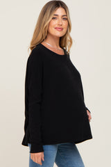 Black Knit Long Dolman Sleeve Maternity Top