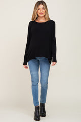 Black Knit Long Dolman Sleeve Maternity Top