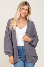 Charcoal Oversized Bubble Sleeve Cardigan