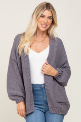 Charcoal Oversized Bubble Sleeve Maternity Cardigan