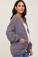 Charcoal Oversized Bubble Sleeve Maternity Cardigan