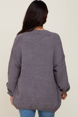 Charcoal Oversized Bubble Sleeve Maternity Cardigan