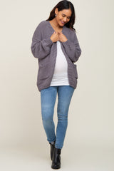 Charcoal Oversized Bubble Sleeve Maternity Cardigan