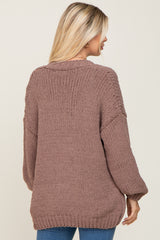 Mocha Oversized Bubble Sleeve Cardigan