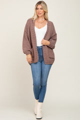 Mocha Oversized Bubble Sleeve Cardigan