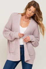 Taupe Chunky Knit Oversized Maternity Cardigan