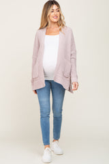 Taupe Chunky Knit Oversized Maternity Cardigan