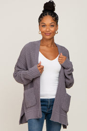 Charcoal Chunky Knit Oversized Cardigan