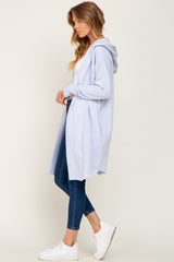 Periwinkle Hooded Long Cardigan