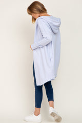 Periwinkle Hooded Long Cardigan