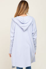 Periwinkle Hooded Long Maternity Cardigan