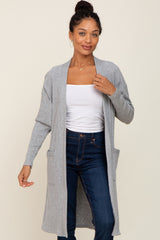 Heather Grey Ribbed Cardigan