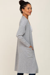 Heather Grey Ribbed Cardigan