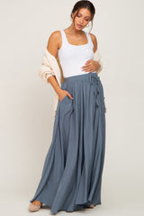 Blue Tassel Maternity Maxi Skirt