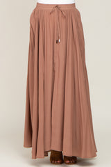 Camel Tassel Maternity Maxi Skirt