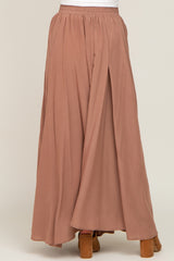 Camel Tassel Maternity Maxi Skirt