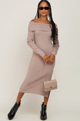 Mocha Off Shoulder Sweater Dress