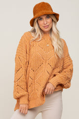 Orange Chunky Chevron Knit Sweater