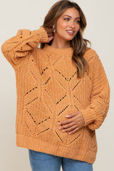 Orange Chunky Chevron Knit Maternity Sweater