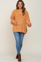 Orange Chunky Chevron Knit Maternity Sweater