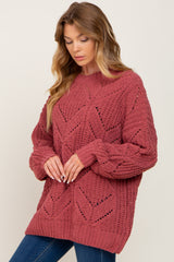 Magenta Chunky Chevron Knit Sweater