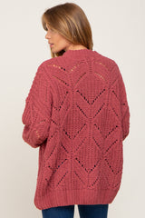 Magenta Chunky Chevron Knit Sweater