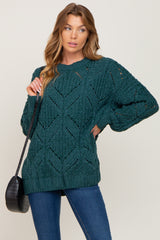 Emerald Green Chunky Chevron Knit Maternity Sweater