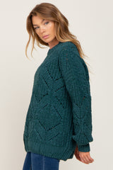 Emerald Green Chunky Chevron Knit Sweater