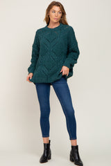 Emerald Green Chunky Chevron Knit Sweater