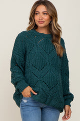 Emerald Green Chunky Chevron Knit Maternity Sweater