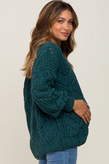 Emerald Green Chunky Chevron Knit Maternity Sweater