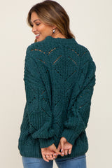 Emerald Green Chunky Chevron Knit Maternity Sweater