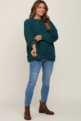 Emerald Green Chunky Chevron Knit Maternity Sweater