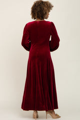 Burgundy Velvet Midi Dress