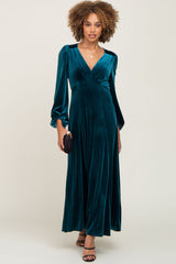 Teal Velvet Midi Dress