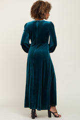 Teal Velvet Midi Dress