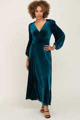 Teal Velvet Midi Dress