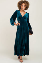 Teal Velvet Midi Dress