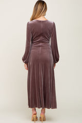 Mauve Velvet Maternity Midi Dress