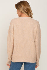 Beige Soft Rib Knit Sweater