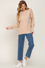 Beige Soft Rib Knit Sweater