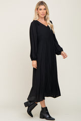 Black V-Neck Smocked Accent Maxi Dress