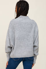 Grey Knit Mock Neck Long Sleeve Sweater