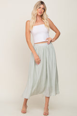 Mint Green Gathered Midi Skirt