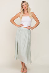 Mint Green Gathered Midi Skirt