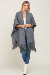 Charcoal Oversized Fringe Maternity Shawl Cardigan